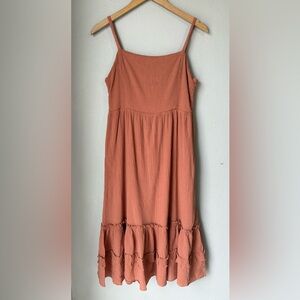 Lush Terracotta Smocked Bodice Sundress Women’s Size Large Spaghetti Straps